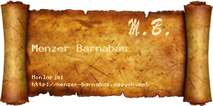 Menzer Barnabás névjegykártya